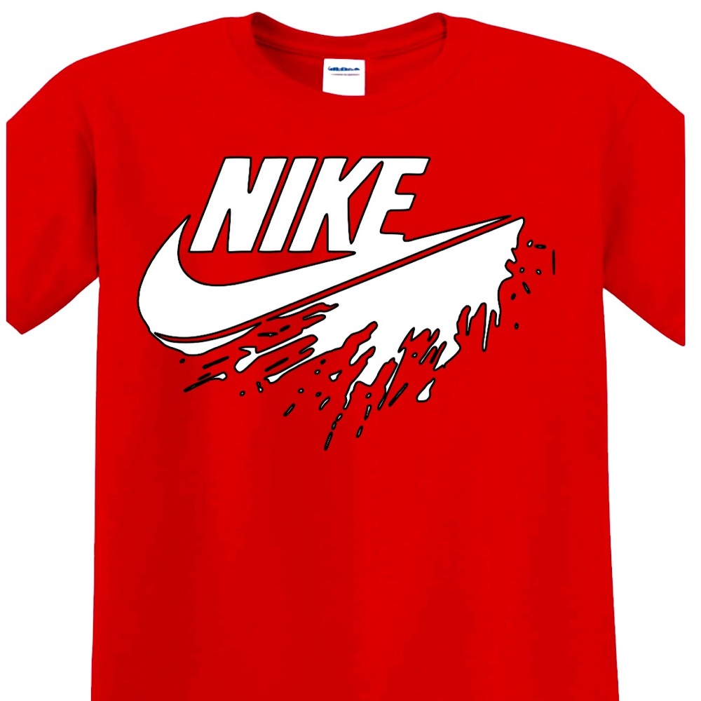 Women Nike Red Short Sleeve Tee with Iconic Logo